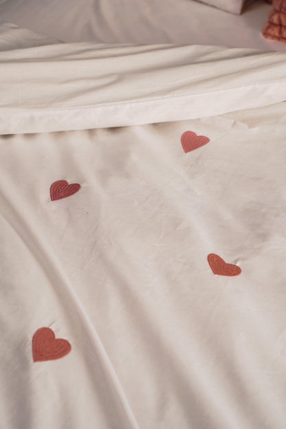 Linen Loft Blush Heart Embroidered Duvet Set – Modern Cozy-Core Vibes for Your Pinterest-Worthy Room