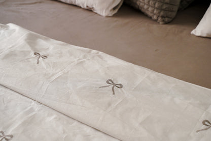 Grey bow Bed Set with Grey Flat Sheet – King Size