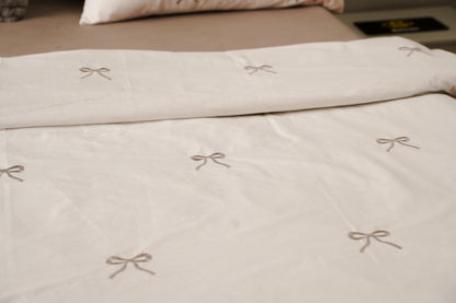 Grey bow Bed Set with Grey Flat Sheet – King Size